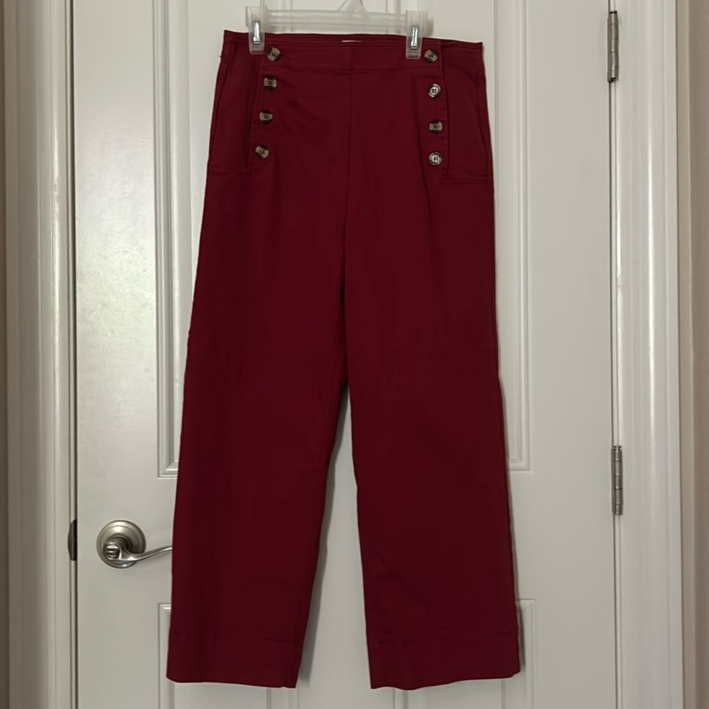 Anthropology MO:VINT women’s pull on straight/wide leg crop pants, Size S